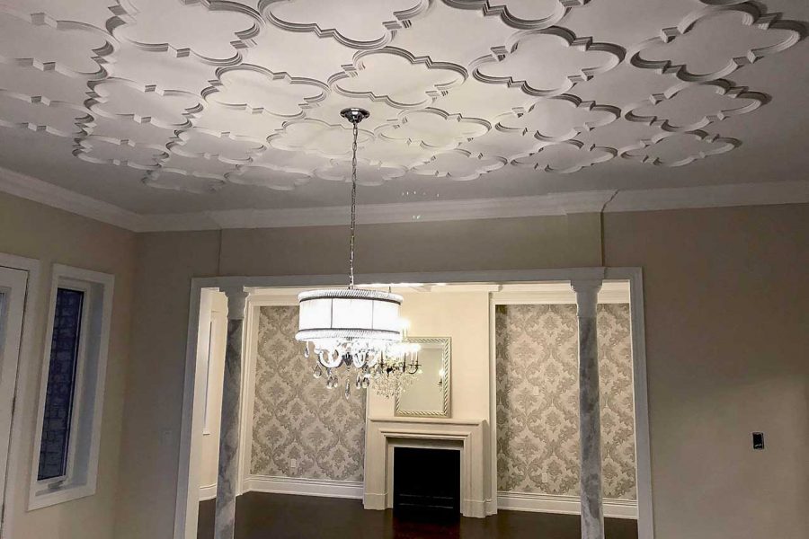 patterned tiled ceiling